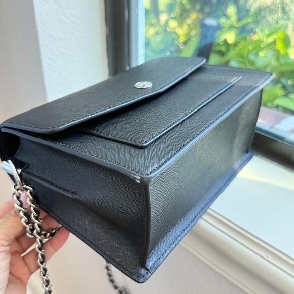 Tory Burch ROBINSON CONVERTIBLE SHOULDER BAG 154317 Black/Silver Authentic‼️ - Picture 8 of 16